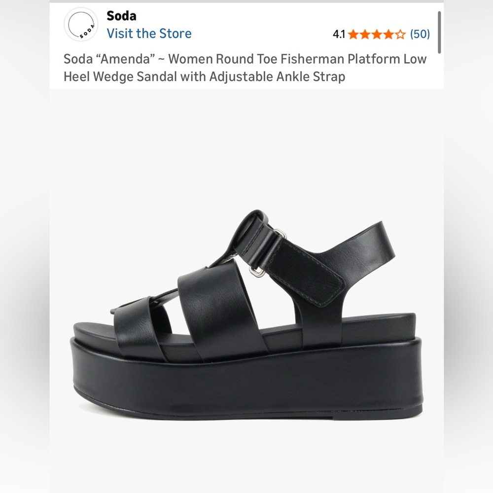 Soda Black Strappy Platform Sandals